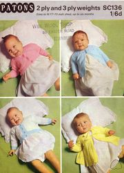 Vintage Coat Knitting Pattern for Baby Patons SC136 Contented Quartet