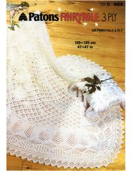 Vintage Shawl Knitting Pattern for Baby Patons 8009 Shawl