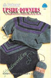 Vintage Sweater Knitting Pattern for Baby Patons 719 Upside Down Sweaters