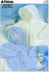 Vintage Jacket Knitting Pattern for Baby Patons 4503 Hooded Jacket