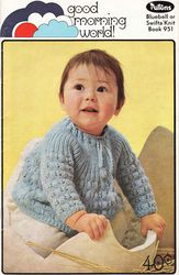 Vintage Cardigan Dress Cot Cover Knitting Pattern for Baby Patons 951 Good Morning World