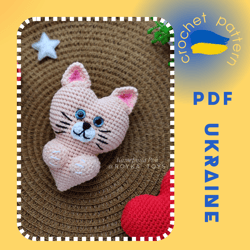PDF crochet pattern Heart Cat (Ukrainian version)