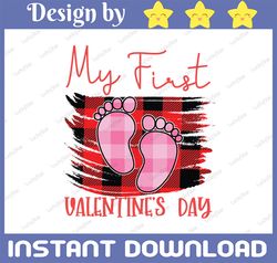 My First Valentines Day Png, Baby's First Valentine's Png, Baby Sublimation File, PNG Clipart, Buffalo Footprint Png