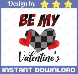 Valentine's Day, Be My Valentine, White Buffalo Plaid with Hearts, Valentine's Day PNG Digital Design, Love Sublimation