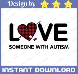 Love Someone With Autism Plaid PNG File