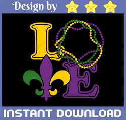 Love Mardi Gras Fleur De Lis Digital Download. Sublimation Design. Fleur De Lis. Mardi Gras. Printable. Clipart. Screen