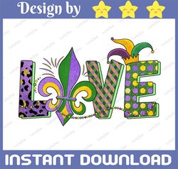 Mardi Gras Love Png, Mardi Gras Design Png, Mardi Gras Love Sublimation Png, Love Design With Beads Png, Digital Sublima