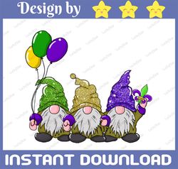 Mardi Gras Gnomes Glitter PNG Designs | Fat Tuesday Shrove Gnomes | Unlimited Commercial License |Sublimation Design for