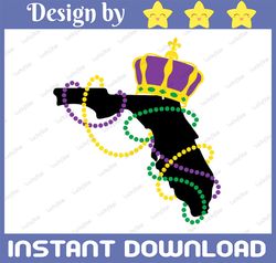 Florida Mardi Gras Crown and Beads SVG, Crown And Beads PNG, Sublimation, Mardi Gras PNG, Mardi Gras Gun PNG