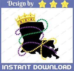 Louisiana Mardi Gras svg cut file with Queen Crown and Beads