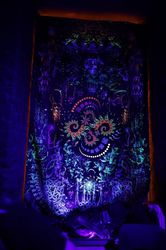 Abstract decor UV tapestry "Cosmic Tea" Trippy poster Wall decor Shamanic art Festival decoration