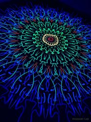 Mystical art "Aztec Maya Mandala" UV active Home decor Shamanic tapestry Meditation Canvas Psychedelic poster