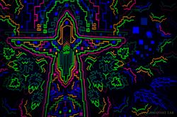 Psychedelic Art Trippy Poster "Santa Madre" Ayahuasca dmt Blacklight tapestry festival decor Wall Hangings Shamanic art