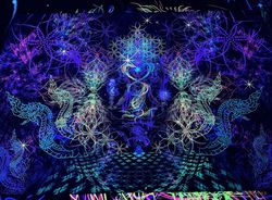 Wall decor "Thai Chill" Blacklight poster Art print UV active Yoga Meditation Shamanic backdrop Psychedelic canvas