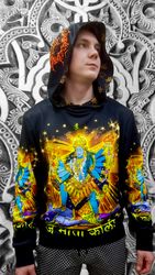 Blacklight Hoodie "Kali" Fullprint Hoodie Unisex Clothing Trippy pullover Psychedelic wear Festival clothing