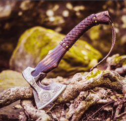 Forge Your Adventure: Hand-Forged Custom Carbon Steel Viking Axe – The Ultimate Camping Companion - BestGift on Birthday