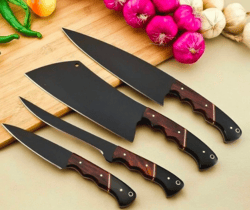 Damascus Knife Set - 4 Pieces for Culinary Mastery, Chef Knife Set, Father's Day Gift by BladeMaster