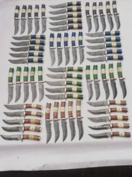Set of 60 Handmade Damascus Steel Skinner Hunting Knives - Blades of Glory - BladeMaster