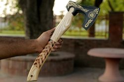 Personalized Viking Axe - Handmade Forged Ragnar Axe Ideal for Hunting Camping and a Unique Gift for Him, Christmas Gift