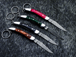 85 Custom Hand-Forged Damascus Steel Pocket Folding Keychain Knives