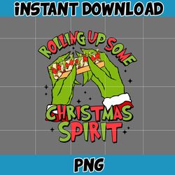 Rolling Up Some Christmas Spirit Png, Retro Christmas Png, Pink Christmas Png, Christmas Mean Guy Png (5)