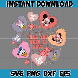 Designs Cartoon Valentine Svg, Be My Valentine Svg, Mouse And Friend Character Movie Svg (19)