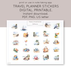 Travel Stickers for Planners, Journals,Scrapbooks. Resort vacation stickers. Pre-crop GOODNOTES stickers. Summer planner