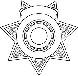 BLANK SHERIFF BADGE 19 VECTOR FILE Black white vector outline or line art file