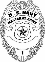 US NAVY MASTER AT ARMS RATING BADGE VECTOR FILE Black white vector outline or line art file