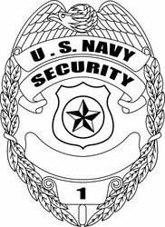 US NAVY SECURITY BADGE VECTOR FILE Black white vector outline or line art file