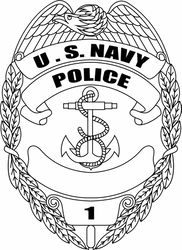 US NAVY POLICE BADGE VECTOR FILE Black white vector outline or line art file