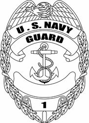 US NAVY DUARD BADGE PATCH PIN VECTOR FILE Black white vector outline or line art file