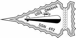 USS OMAHA SSN 692 ATTACK SUBMARINE PATCH VECTOR FILE Black white vector outline or line art file