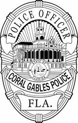 CORAL GABLES POLICE OFFICER BADGE VECTOR FILE Black white vector outline or line art file