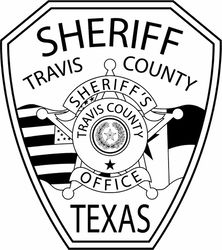 TRAVIS COUNTY SHERIFF,S OFFICE LAW ENFORCEMENT PATCH VECTOR FILE Black white vector outline or line art file