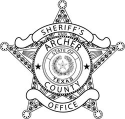 Archer COUNTY SHERIFF,S OFFICE LAW ENFORCEMENT BADGE VECTOR FILE Black white vector outline or line art file