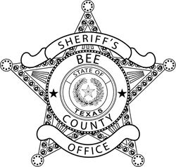 Bee  COUNTY SHERIFF,S OFFICE LAW ENFORCEMENT BADGE VECTOR FILE Black white vector outline or line art file