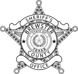 Brewster COUNTY SHERIFF,S OFFICE LAW ENFORCEMENT BADGE VECTOR FILE Black white vector outline or line art file