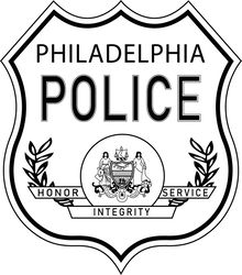 PHILADELPHIA POLICE BADGE VECTOR FILE Black white vector outline or line art file