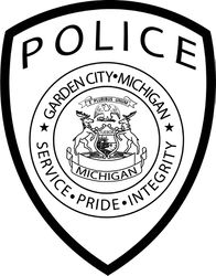 GARDEN CITY MICHIGAN POLICE PATCH VECTOR FILE Black white vector outline or line art file