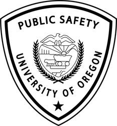 UNIVERSITY OF OREGON POLICE PATCH VECTOR FILE Black white vector outline or line art file