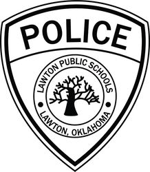 LAWTON, OKLAHOMA PUBLIC SCHOOLS POLICE PATCH VECTOR FILE Black white vector outline or line art file
