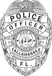 TALLAHASSEE FOLORIDA POLICE OFFICER BADGE VECTOR FILE Black white vector outline or line art file