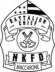 BATTALION CHIEF  NKFD MACCARONE BADGE VECTOR FILE Black white vector outline or line art file