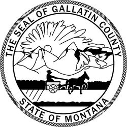 THE SEAL OF GALLATIN COUNTY STATE OF MONTANA VECTOR FILE Black white vector outline or line art file