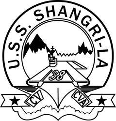 USS SHANGRI-LA CV CVA-38 AIRCRAFT CARRIER PATCH VECTOR FILE Black white vector outline or line art file