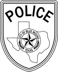 CITY OF BLUE MOUND TEXAS POLICE PATCH VECTOR FILE Black white vector outline or line art file