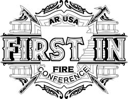 FIRST IN FIRE CONFERENCE PATCH VECTOR FILE Black white vector outline or line art file