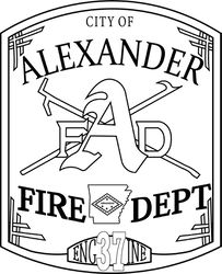 ALEXANDER FIRE DEPT PATCH VECTOR FILE Black white vector outline or line art file