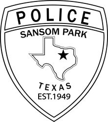 SANSOM PARK TEXAS POLICE PATCH VECTOR FILE 2 Black white vector outline or line art file